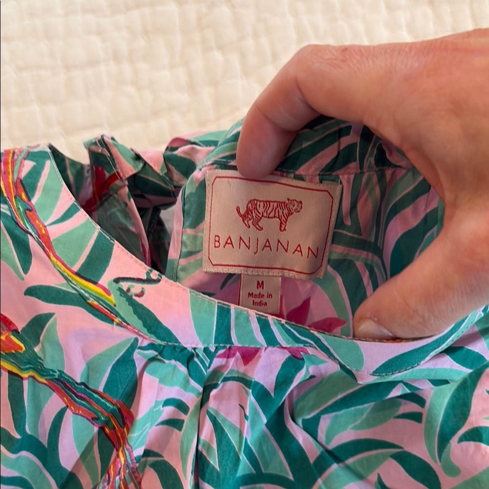 Banjanan Green and Pink Floral Blouse - Picture 3 of 3